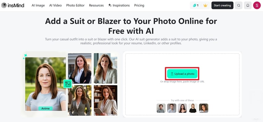 upload photo on insmind